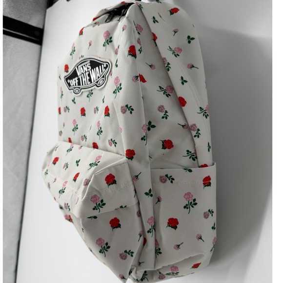Vans Old Skool Classic Backpack White‎ Rose Floral Print Laptop Travel Bag main image 5